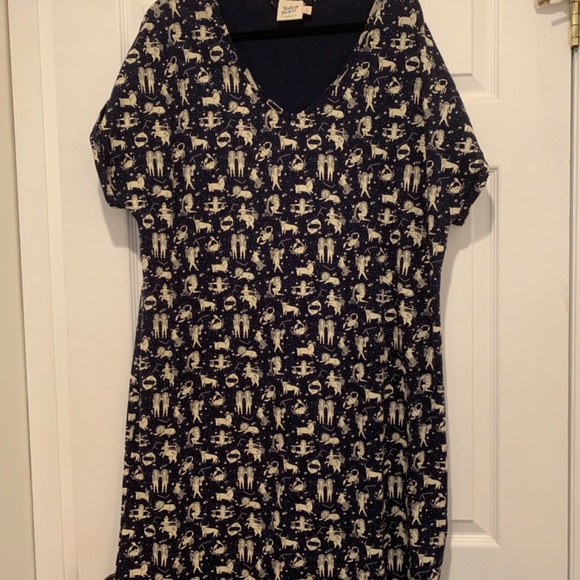 Navy cotton Zodiac dress - Picture 2 of 4
